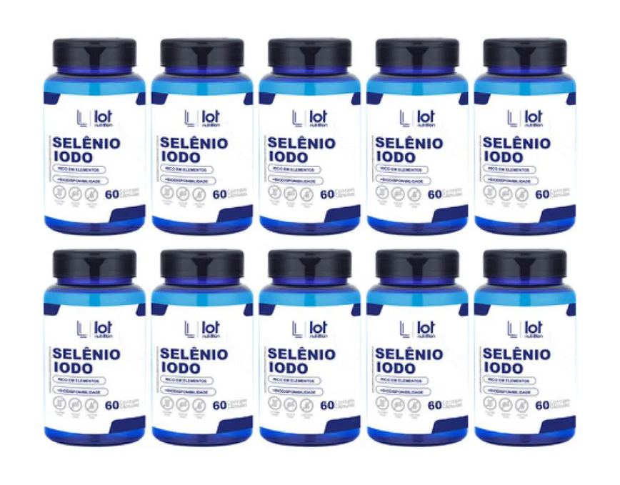 Kit 10un Selênio 300mcg + Iodo 900mcg 60 cápsulas sem Sabor