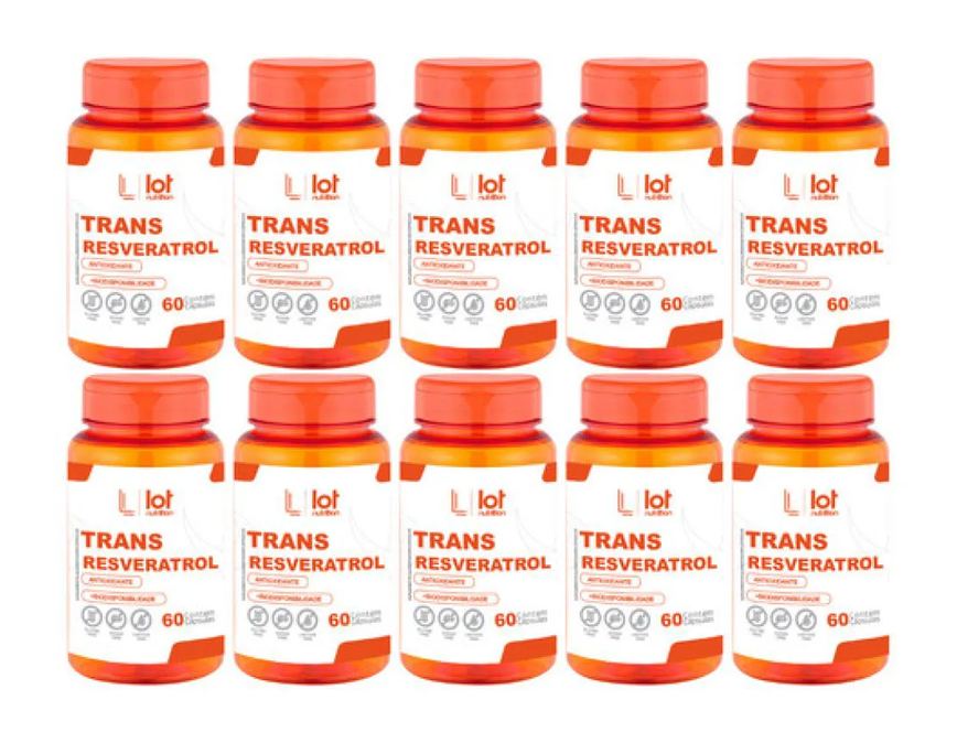 Kit 10un Trans Resveratrol 30mg 60 cápsulas sem Sabor