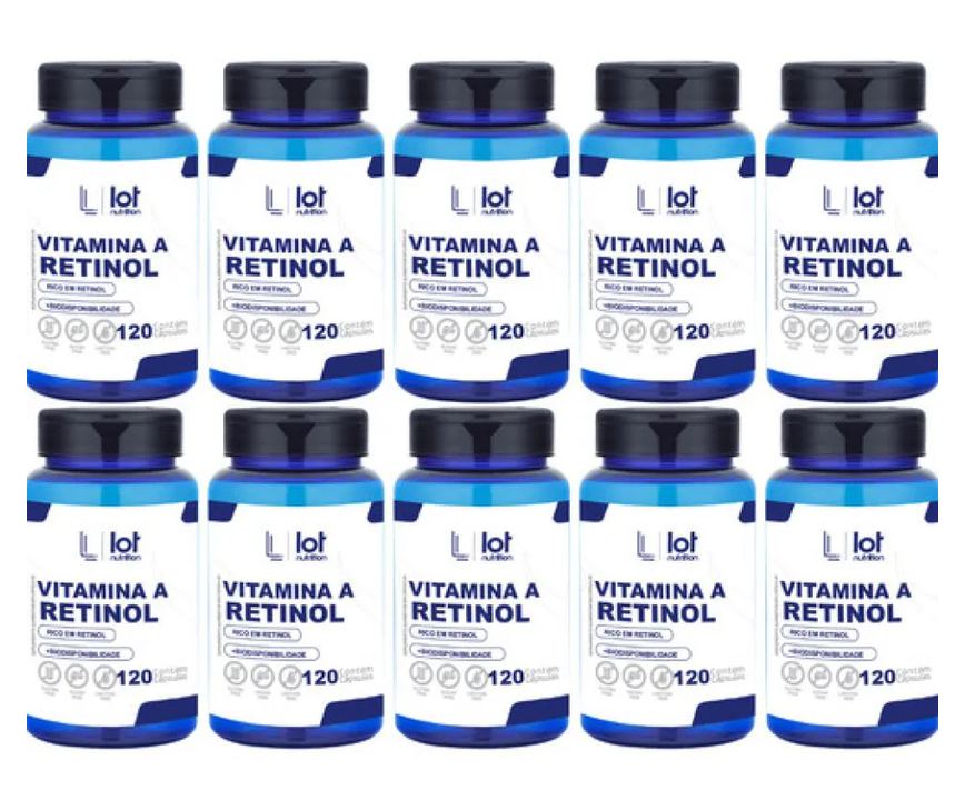 Kit 10un Vitamina A 1.000mcg 120 cápsulas sem Sabor
