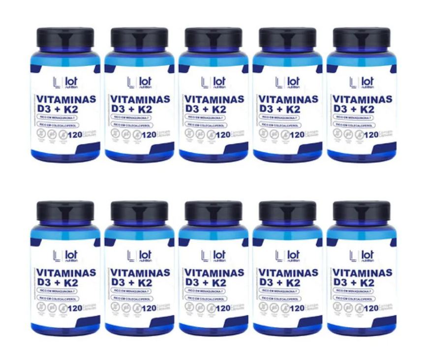 Kit 10un Vitamina D3 2.000ui + Vitamina K2mk7 100mcg 120 Cá sem Sabor