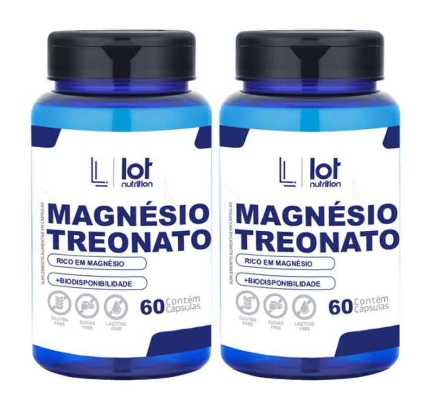 Kit 2un Magnésio Treonato 450mg 60 cápsulas sem Sabor