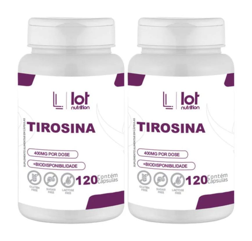 Kit 2un Tirosina 400mg 120 cápsulas sem Sabor