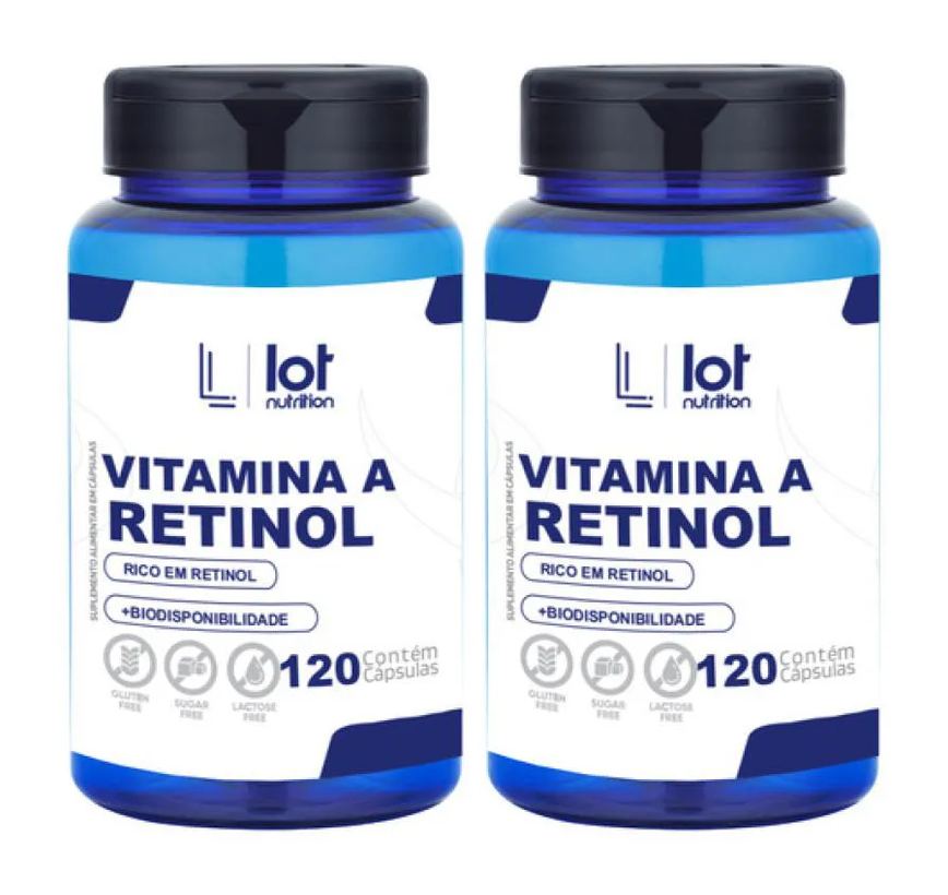 Kit 2un Vitamina A 1.000mcg 120 cápsulas sem Sabor