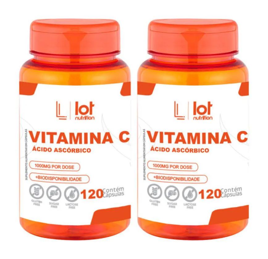 Kit 2un Vitamina C 1.000mg 120 cápsulas sem Sabor