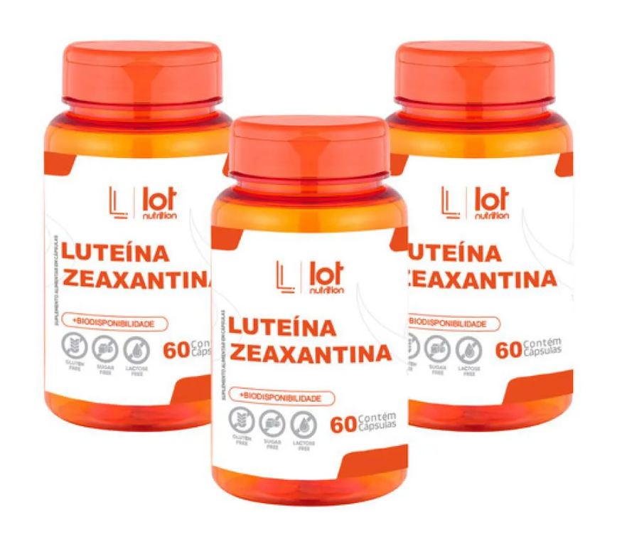 Kit 3un Zeaxantina 3mg Luteína 20mg 60 cápsulas sem Sabor