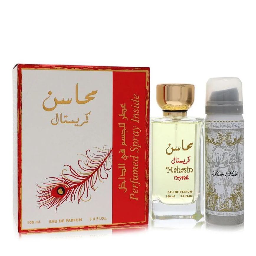 Kit Presente Feminino Lattafa Mahasin Crystal Edp With 50 Ml Desodorante em 100