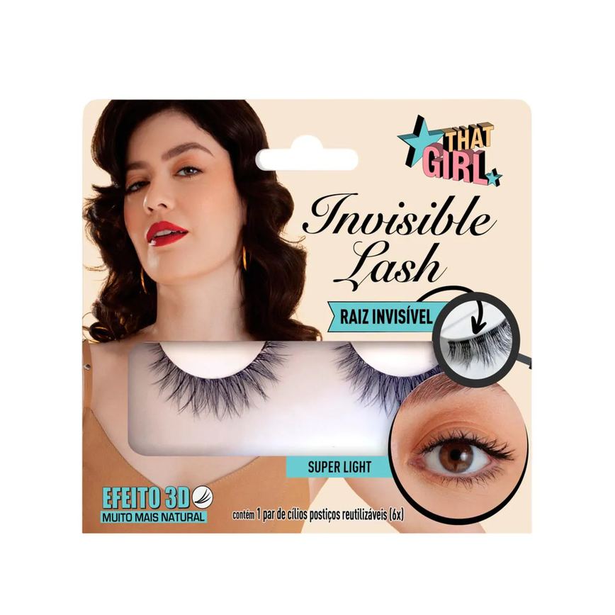 Cílios Postiços That Girl Invisible Lash 3D Super Light com 1 par