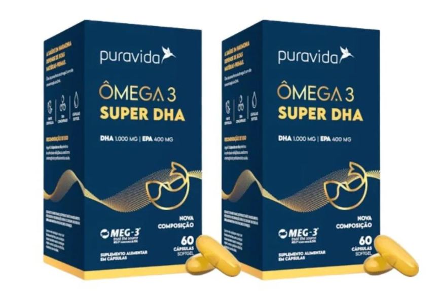 Kit 2 Un Omega 3 Super Dha 1000 Mg Epa 400 Mg - Pura Vida 60 cápsulas