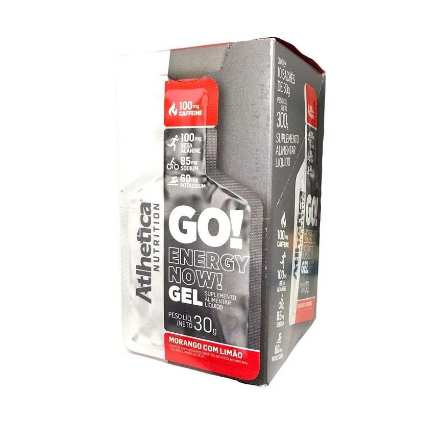 Go Energy Now Gel (display 10 Unid. 30g) - Morango com Limão