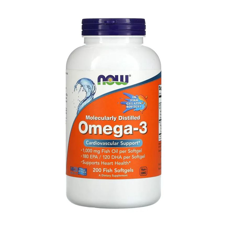 Ômega-3 1.000mg Now Foods 180/120 200Cáps Softgels Importado