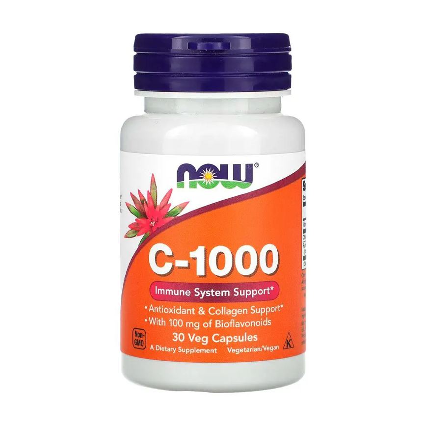 Vitamina C-1000 Now Foods 30 Veg Cápsulas Importado