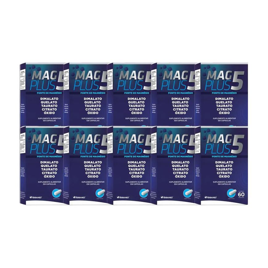 Kit 10x Vitamina Magplus 5 60 Cps - Herbamed