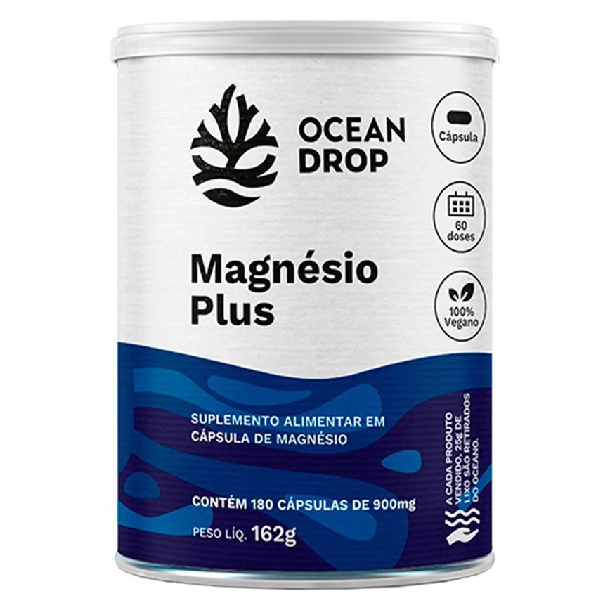 Magnésio Plus Vegano - 4 Tipos de Magnésio (180 Capsulas) - Ocean Drop