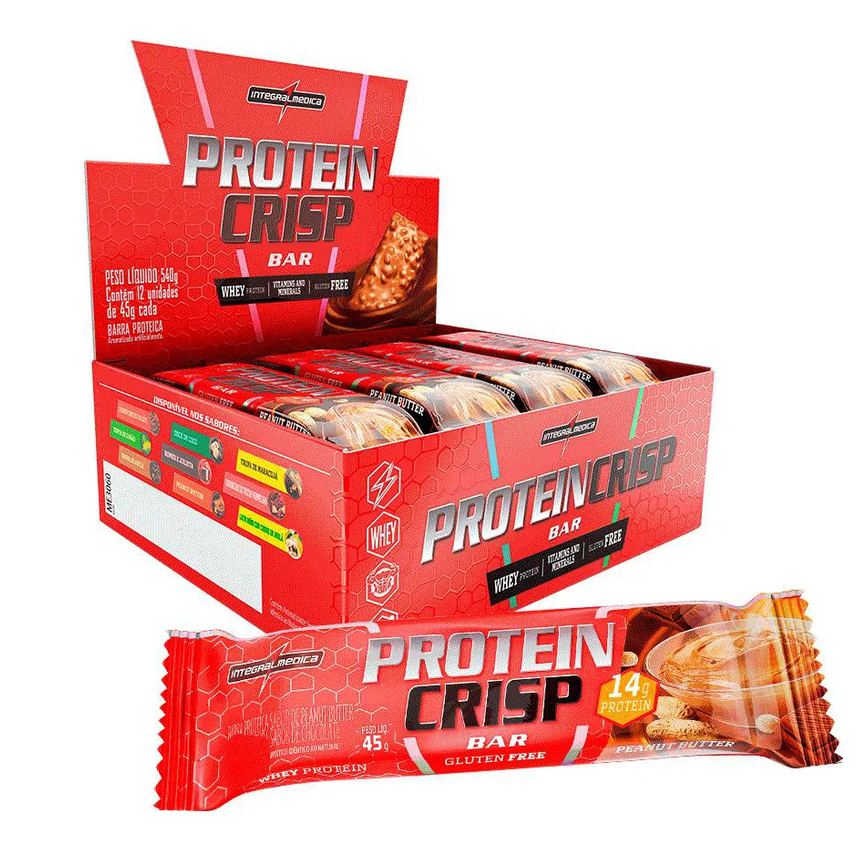 Barra de Proteína Protein Crisp Bar Peanut Butter Integralmedica 12x45g
