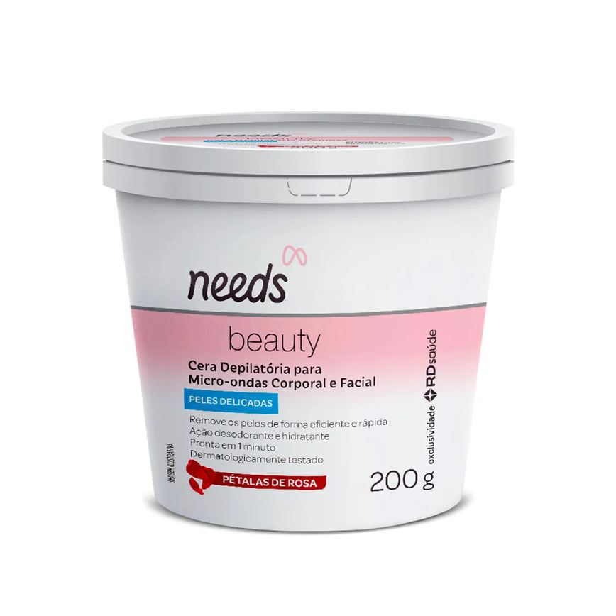 Cera Depilatória de Microondas Needs Beauty Facial e Corporal Peles Delicadas 200g