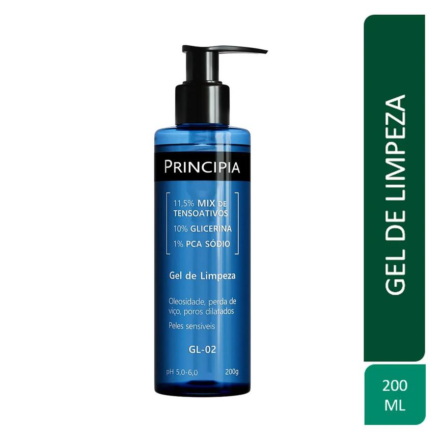 Kit Facial Principia Skincare Protetor Solar PS-01 FPS 60 40ml + Gel de Limpeza Suave GL-02 200g+ Sérum Anti-Idade NC-10 30ml + Gel Hidratante GH-01 50g