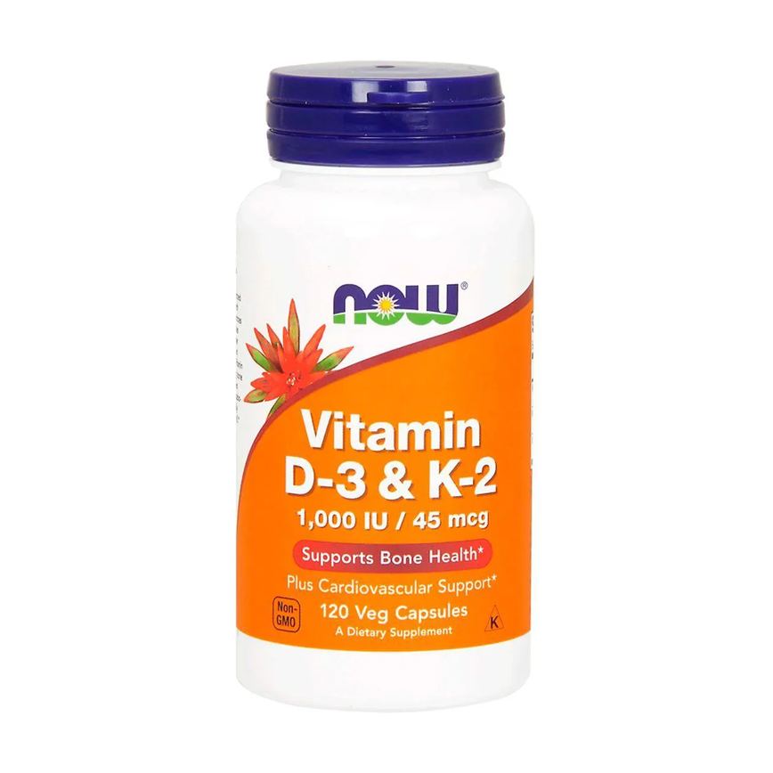 Vitamina D3 1000 Ui + K2 45 Mcg (120 Vcaps) Now Foods
