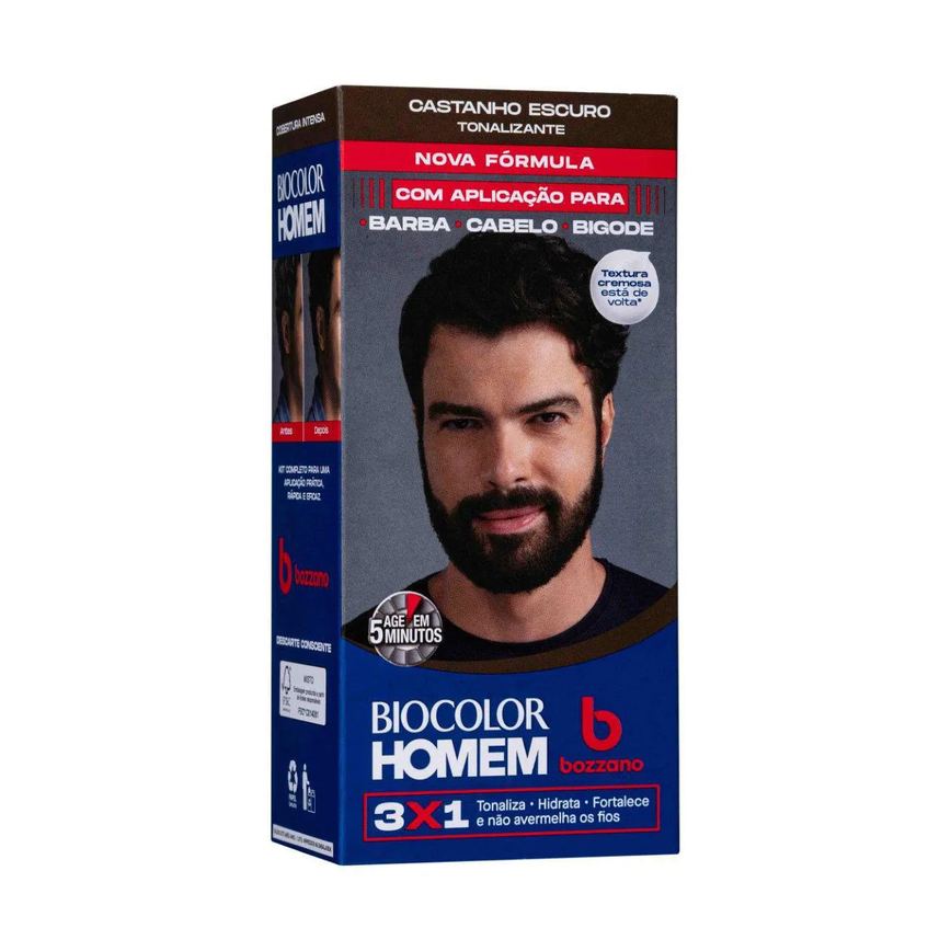 Coloraçao Biocolor Homem Bozzano Castanho Medio - Kit C / 2un