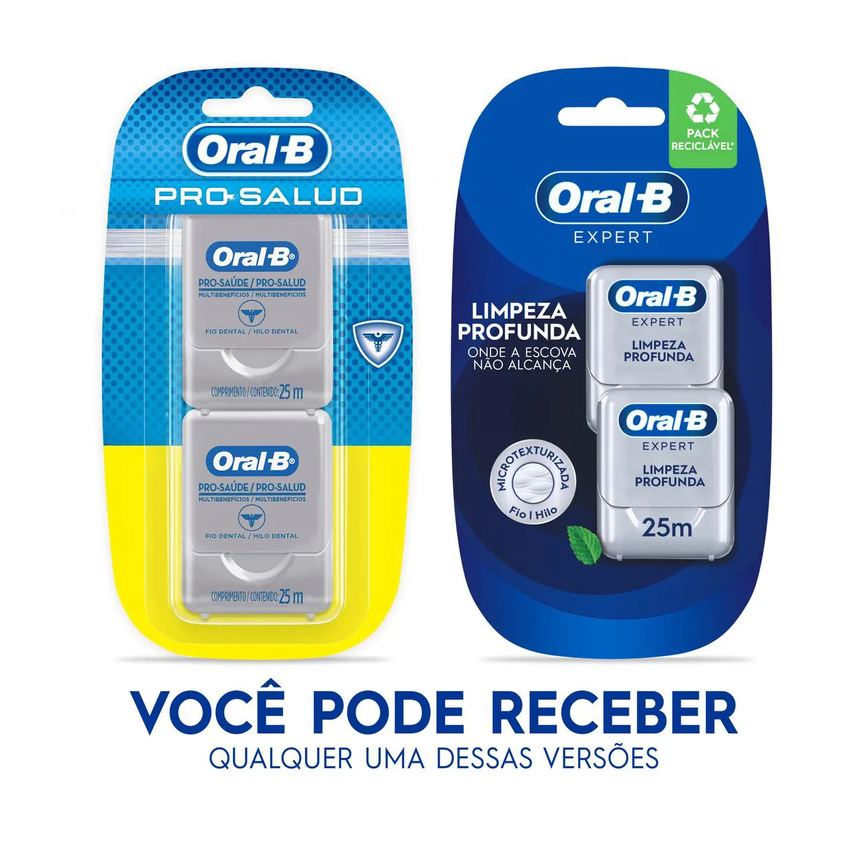 Fio Dental Oral-B Expert Limpeza Profunda Sabor Menta 2 unidades de 25m cada