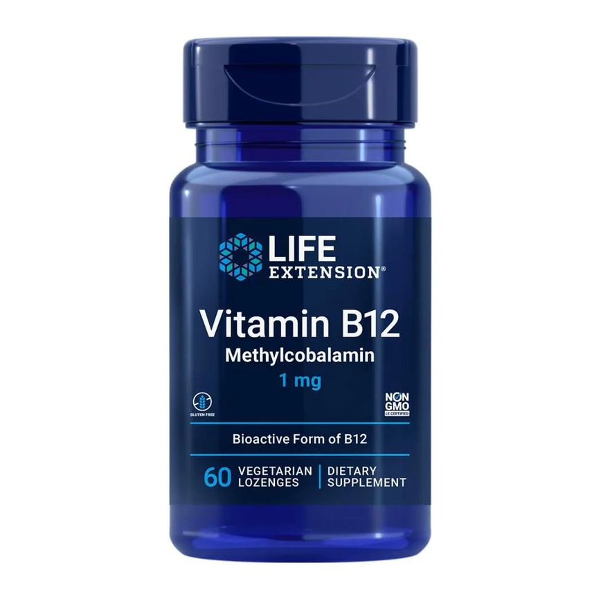 Vitamina B12 Metilcobalamina 1mg 60 Pastilhas Life Extension