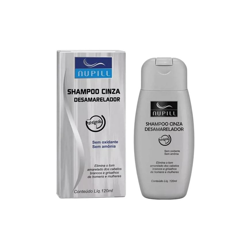 Shampoo Desamarelador P/ Cabelos Grisalhos Luvas De Aplicação 120ml Nupill Original