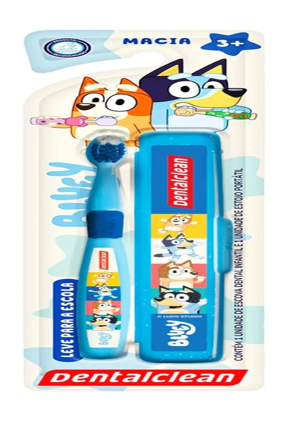Escova Dente Bluey E Estojo Porta Escova Escolar Dentalclean