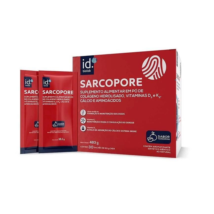 Colágeno Hidrolisado Sarcopore Tangerina 30 sachês de 16,1g cada