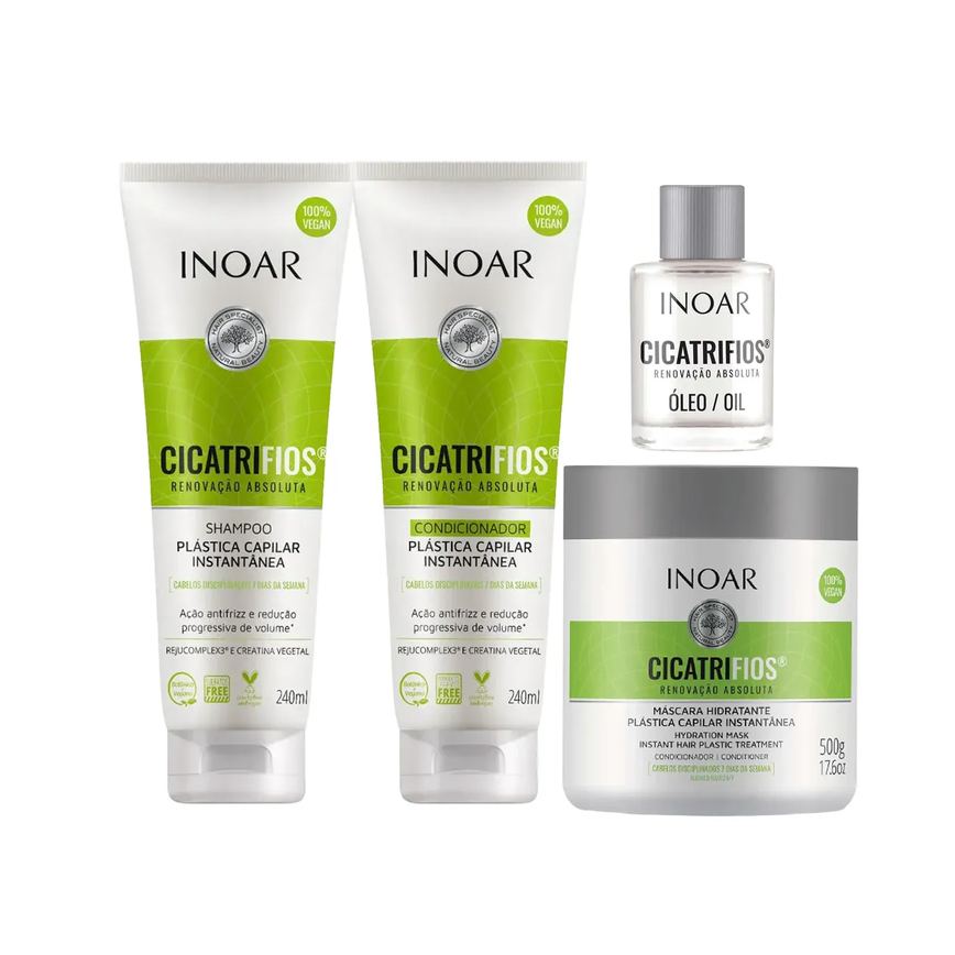 Kit Inoar Cicatrifios Shampoo 240ml + Condicionador 240ml + Máscara de Hidratalção 500g + Óleo 7ml
