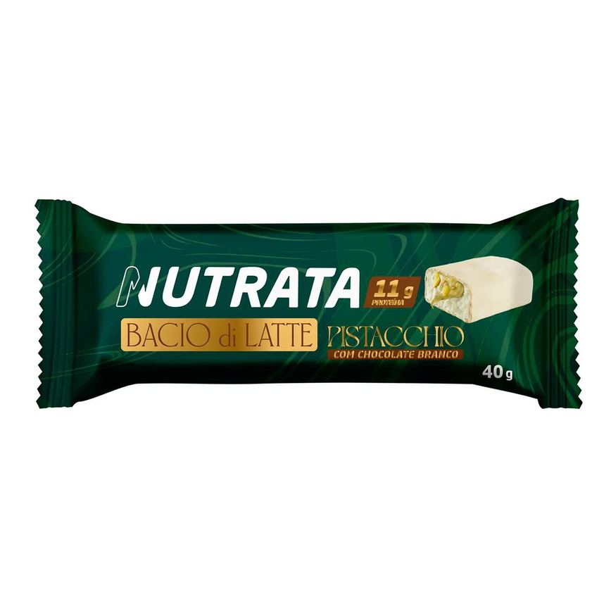 Barra de Proteína Nutrata Bacio Di Latte Pistache com Chocolate Branco 40g