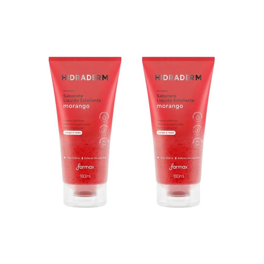 Sabonete Liquido Hidraderm 180Ml Esfol Morango-Kit C/2Un