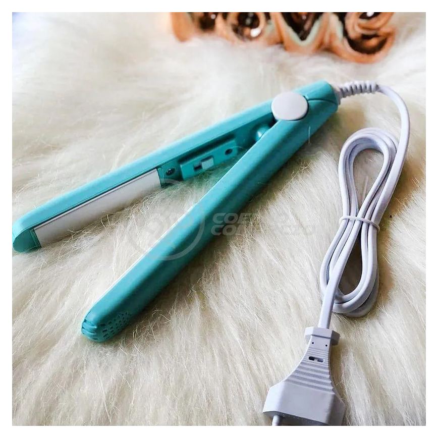 Mini Chapinha Prancha Portátil 17Cm Bivolt Profissional Azul