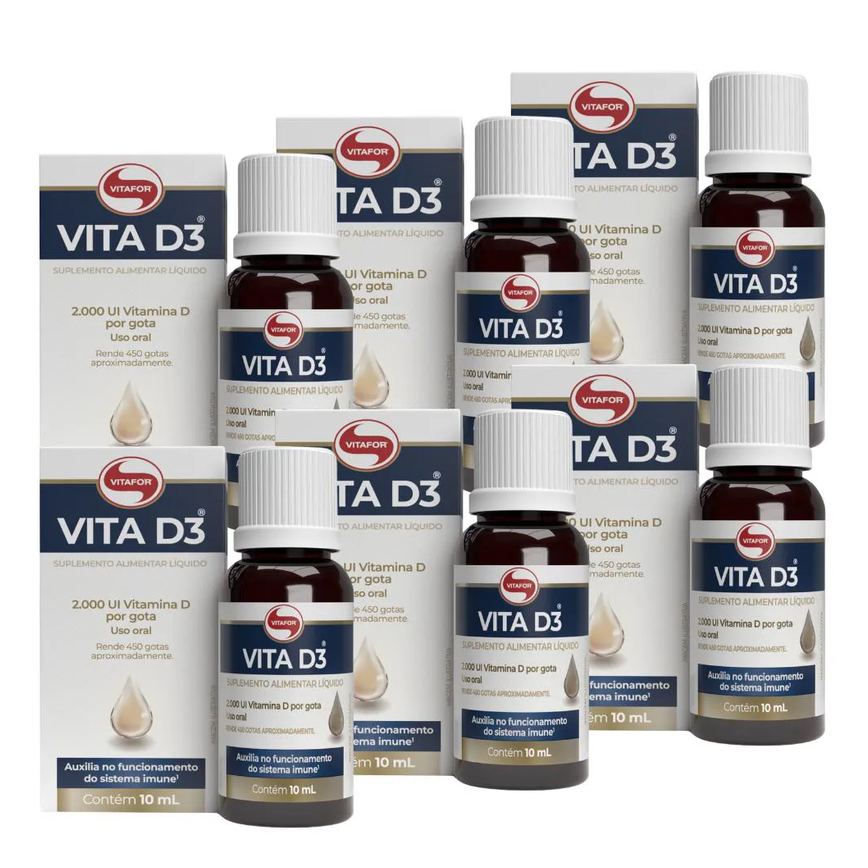 Kit 6X Vitamina D3 2000Ui/Gota 10Ml (450 Gotas) Vitafor