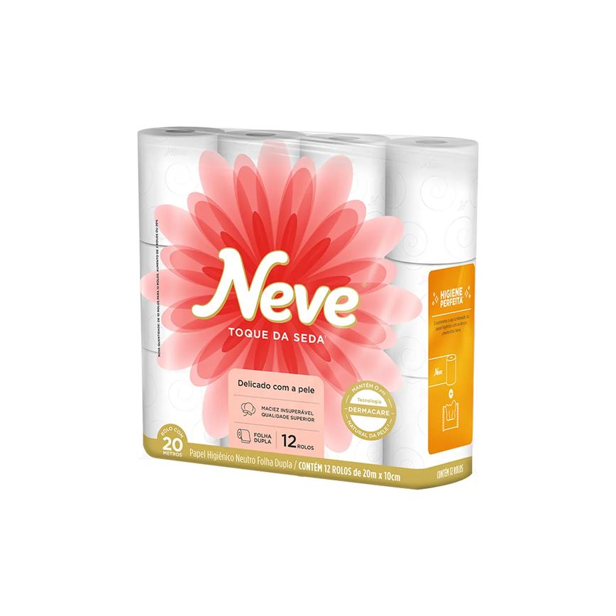 Papel Higiênico Neve Toque da Seda Folha Dupla 12 Rolos