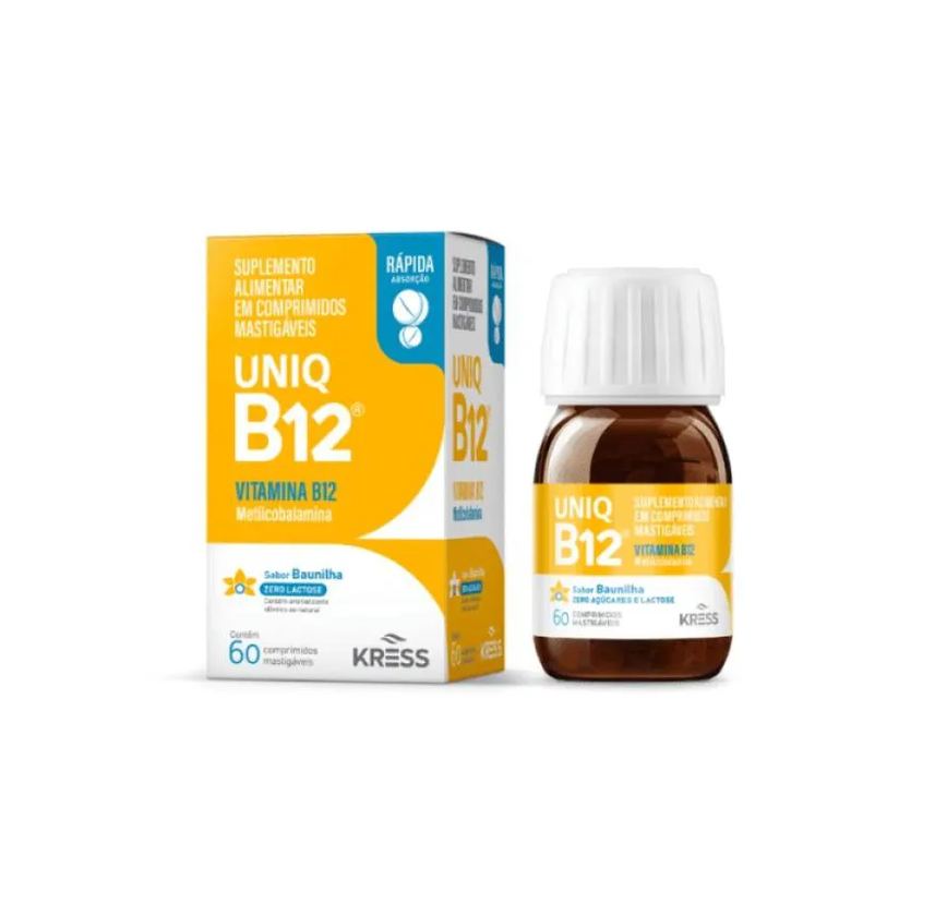 Uniq B12 Suplemento Alimentar Kress Sabor Baunilha 60Cpr