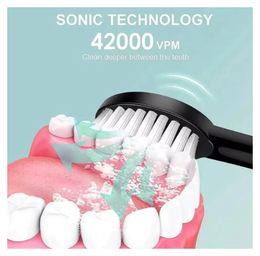 Escova de Dentes Elétrica Ipx7 com Cabeça Substituivel Inteligente Ultrassônico à Prova D'água