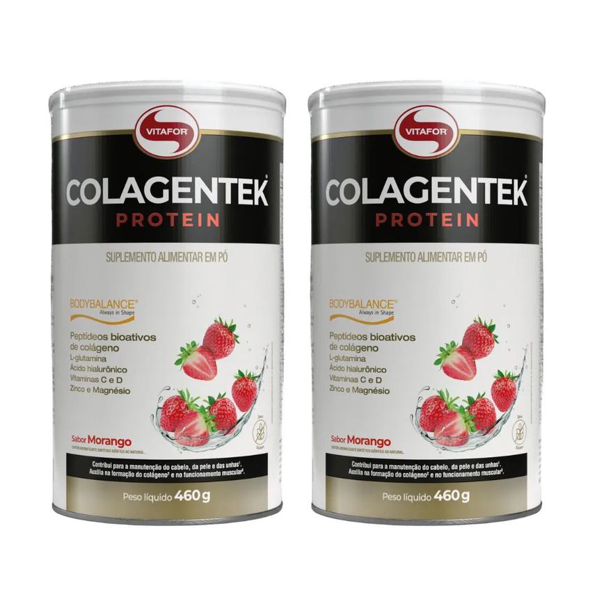 Kit 2x Colagentek Protein Bodybalance Morango 460g Vitafor