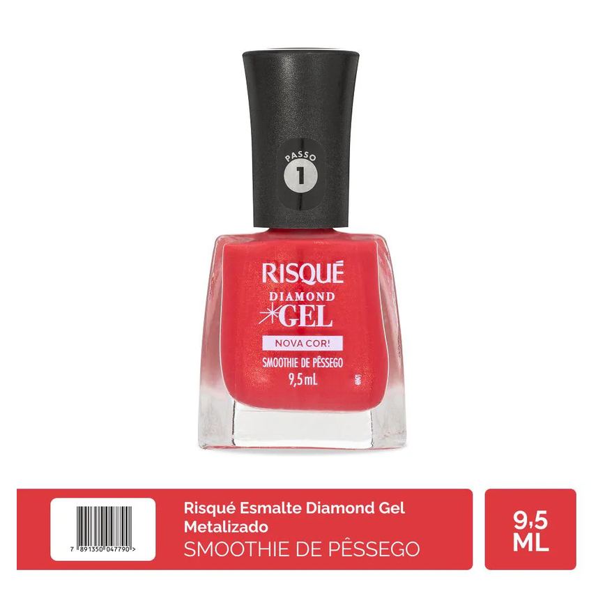 Esmalte Cremoso Risqué Diamond Gel Nova Cor! 9,5ml - Smoothie de Pêssego