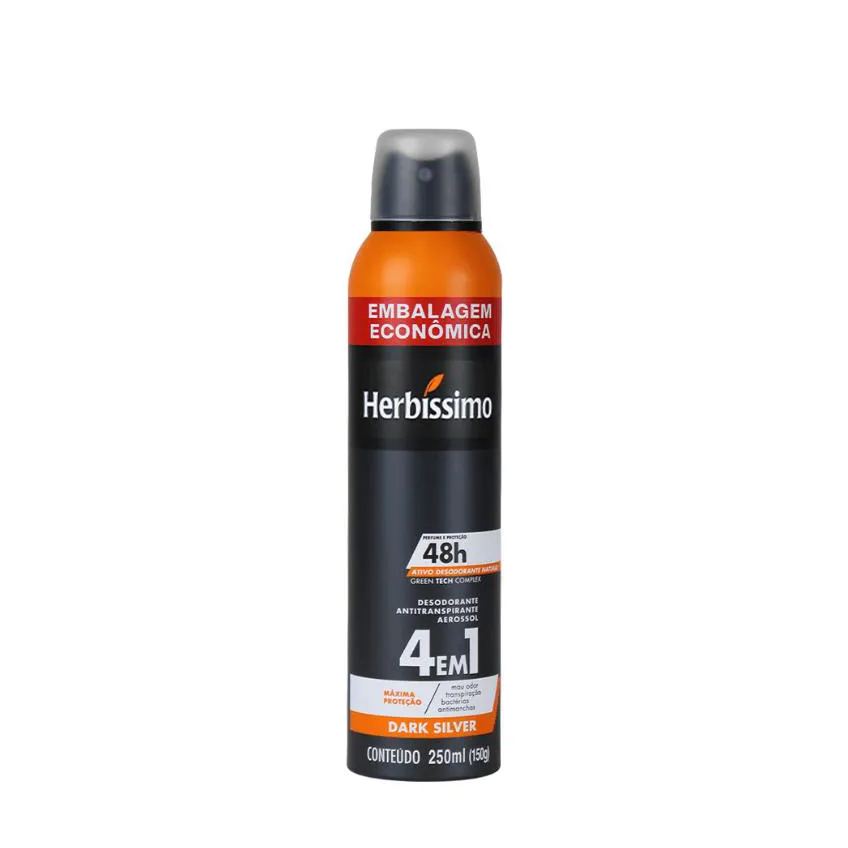 Desodorante Aerosol Antitranspirante Herbíssimo Dark Silver 250Ml