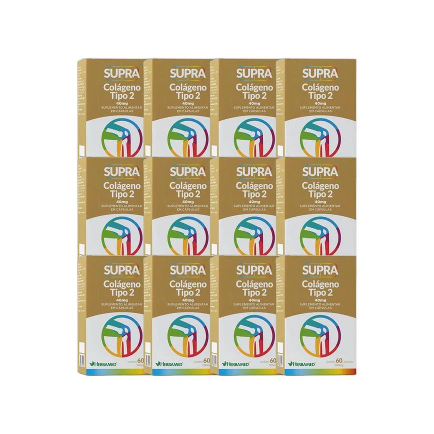 Kit 12X Vitamina Supra Colágeno Tipo Ii 40Mg 60 Cps - Herbamed