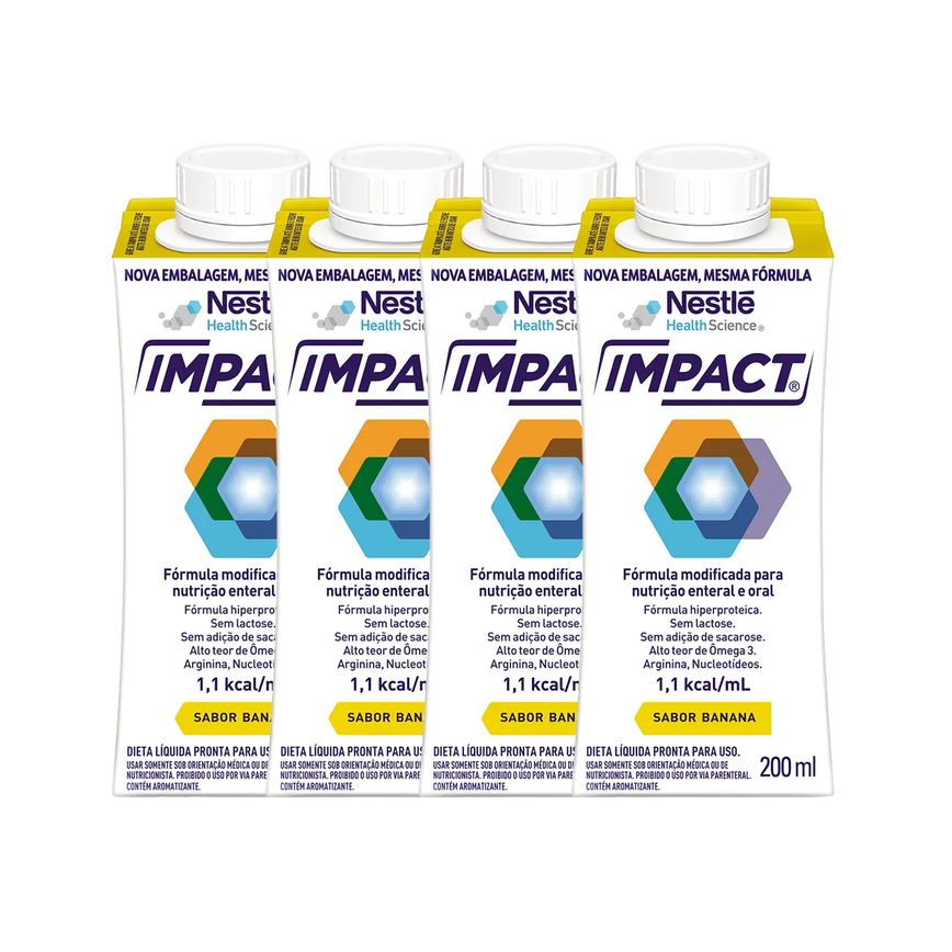 Kit Suplemento Alimentar Nestlé Impact Banana 200ml 4 unidades