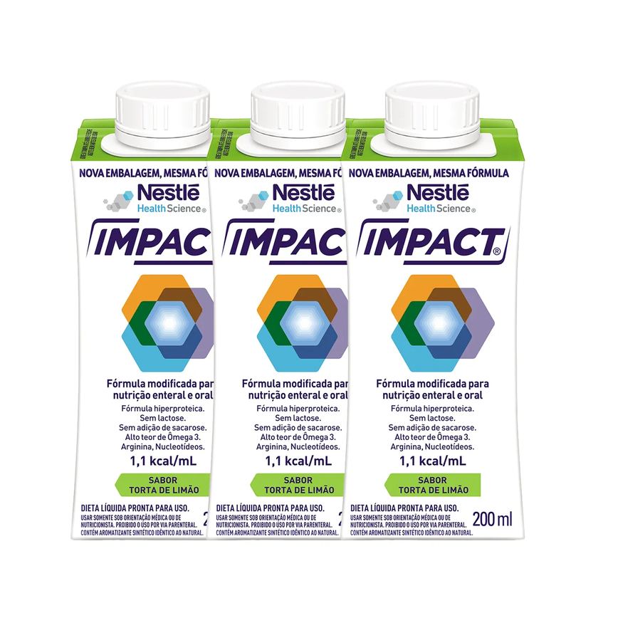 Kit Suplemento Alimentar Nestlé Impact Torta de Limão 200ml 3 unidades
