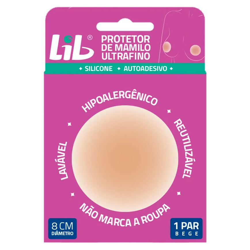 Protetor de Mamilo Ultra Fino Reutilizável Lib 1 Par Bege