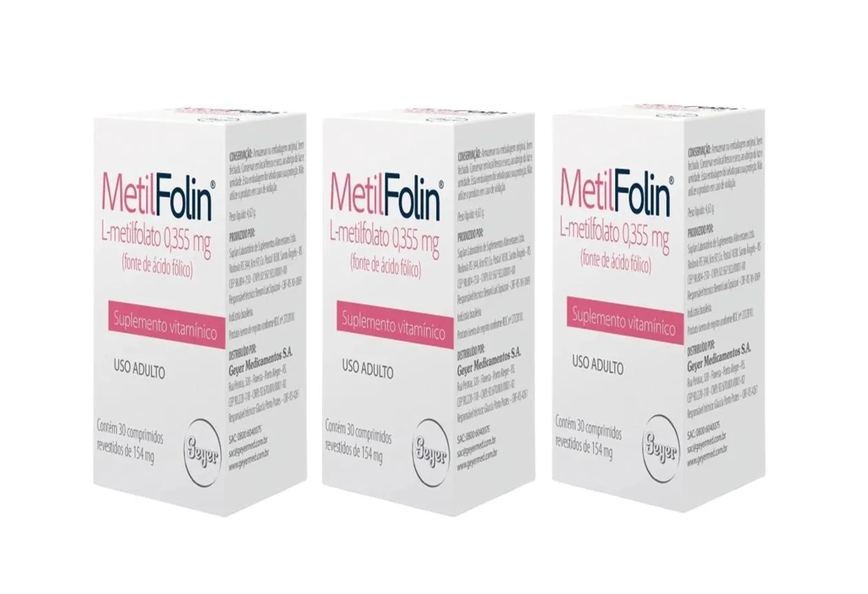 Kit 3 Suplemento Metilfolin 30 comprimidos - Megalabs