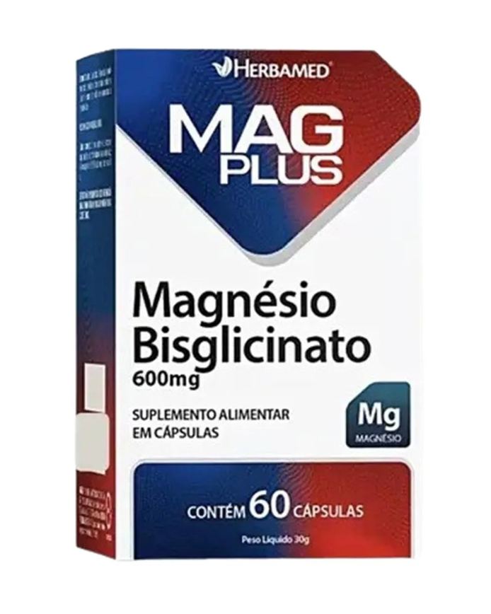 Mag Plus Magnésio Bisglicinato 600mg 60 cápsulas - Herbamed