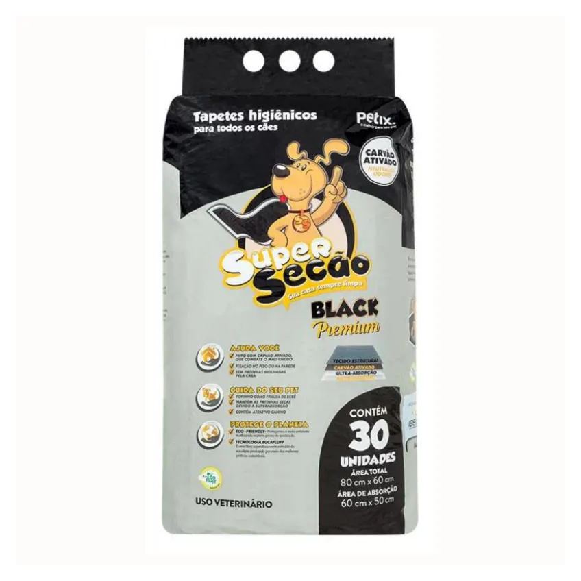 Tapete Higiênico Super Secão Premium com Carvão Ativado 30 Unidades
