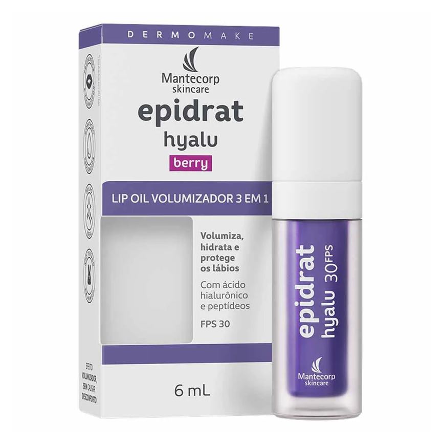 Hidratante Labial Volumizador Mantecorp Skincare Epidrat Hyalu Lip Oil Fps30 6Ml Berry