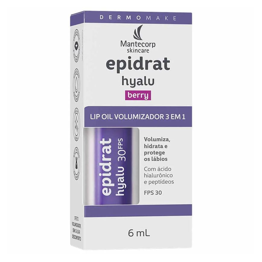 Hidratante Labial Volumizador Mantecorp Skincare Epidrat Hyalu Lip Oil Fps30 6Ml Berry