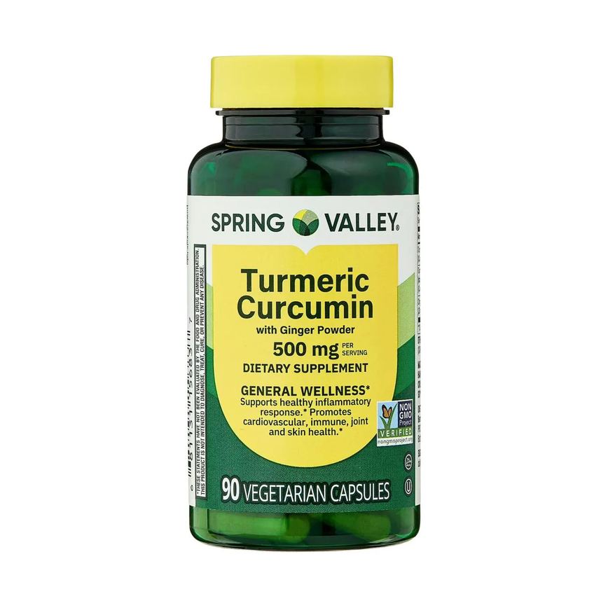 Curcumina Turmeric com Pó de Gengibre 500 Mg 90 Cápsula - Spring Valley