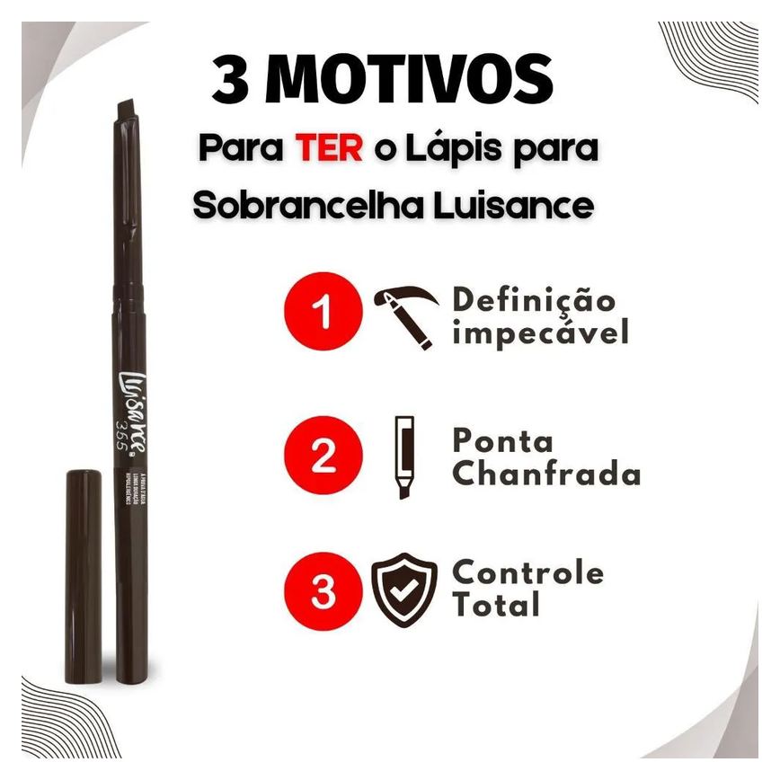 Lápis Retrátil para Sobrancelha Luisance 365 Castanho Claro Hipoalergênico L5218
