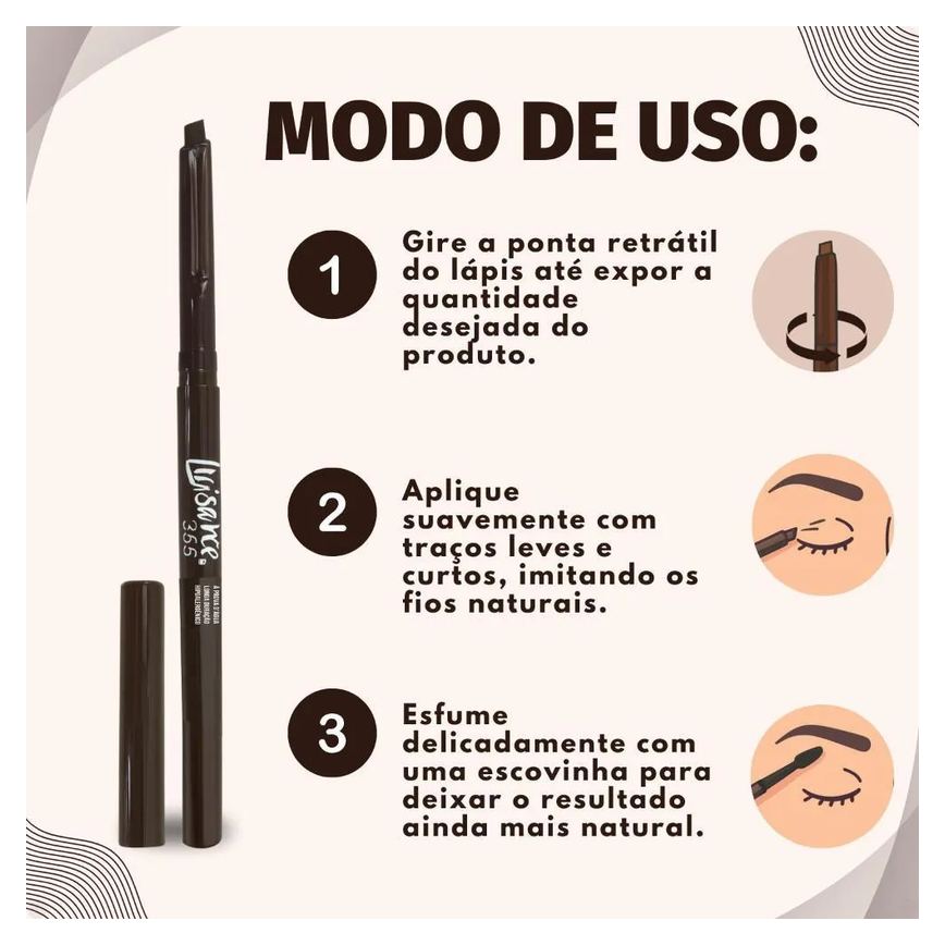 Lápis Retrátil para Sobrancelha Luisance 365 Castanho Claro Hipoalergênico L5218